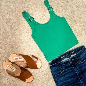 Vibrant Green Crop Tank Top